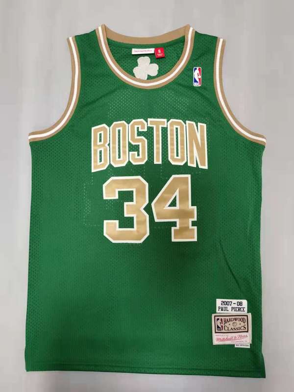 Men Boston Celtics #34 Pierce Green Gold Throwback Best mesh 2021 NBA Jersey->boston celtics->NBA Jersey